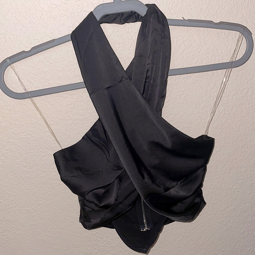 Satin halter twist top